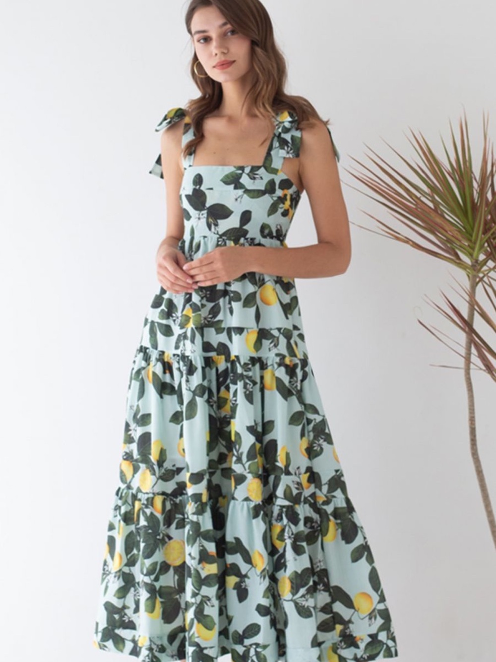 Chicwish Light Blue Lemon Print Maxi Dress